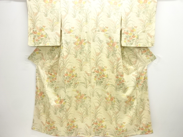 秋草模様付け下げ小紋着物